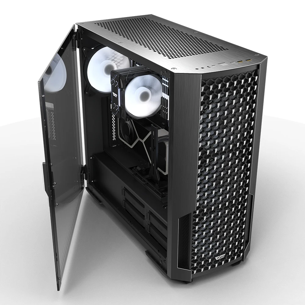 DarkFlash High Quality Atx With Power Supply Fan Cooler Master Plastic Led Gaming Cpu Cabinet Computer Case