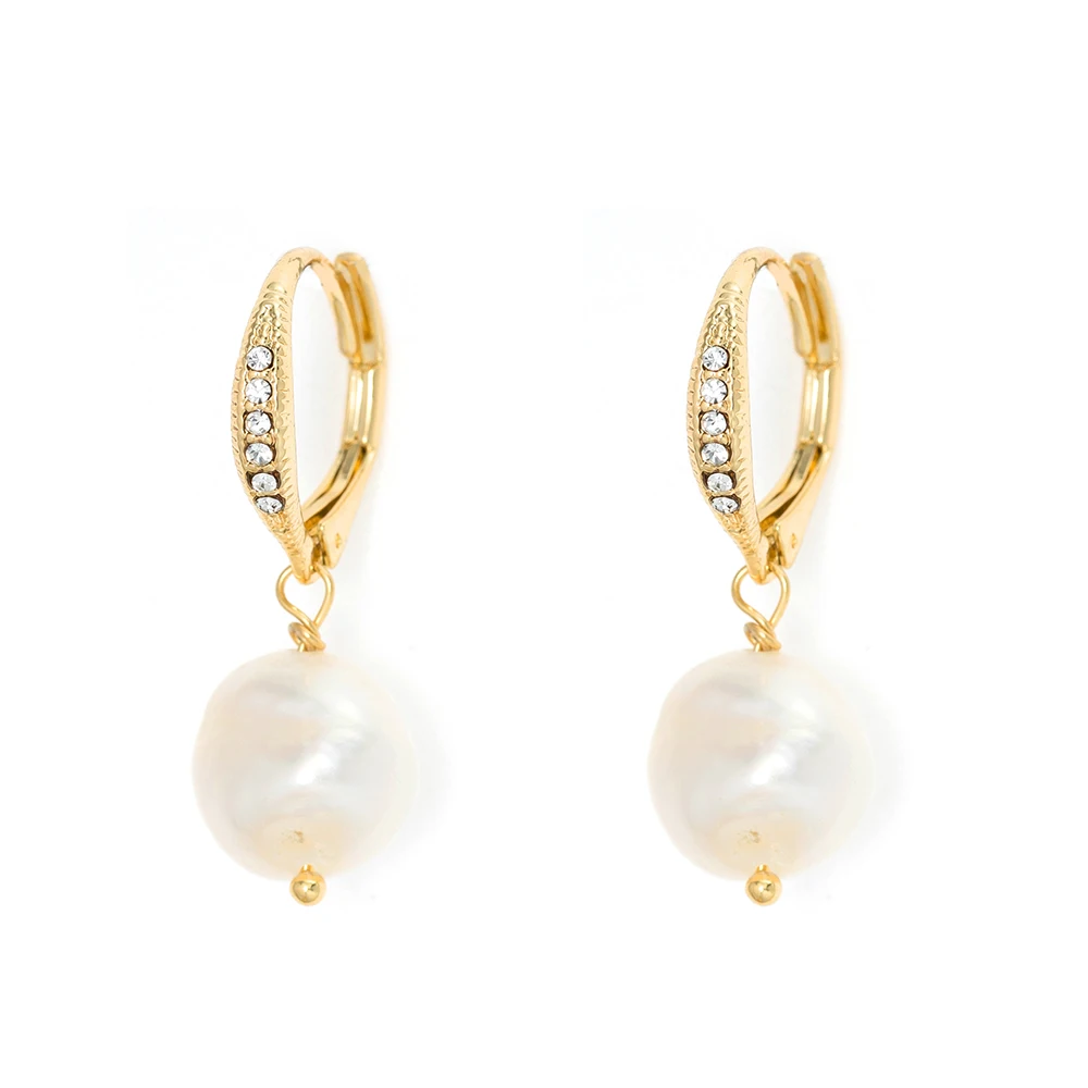 High Quality Freshwater Cultured Pearl Earrings Leverback Dangle Stud Pearl Earrings