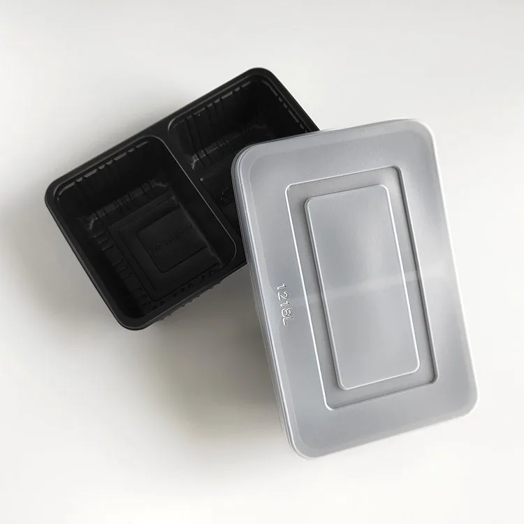Пластиковый полипропиленовый материал Bento пищевые коробки с крышкой 2 отсека прямоугольной формы для подачи еды