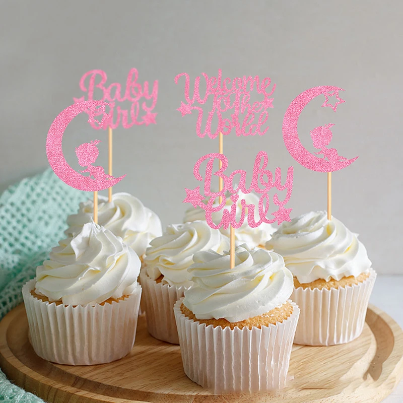 Welcome to the world baby boy 12pcs baby shower cake topper baby shower decorations for boy