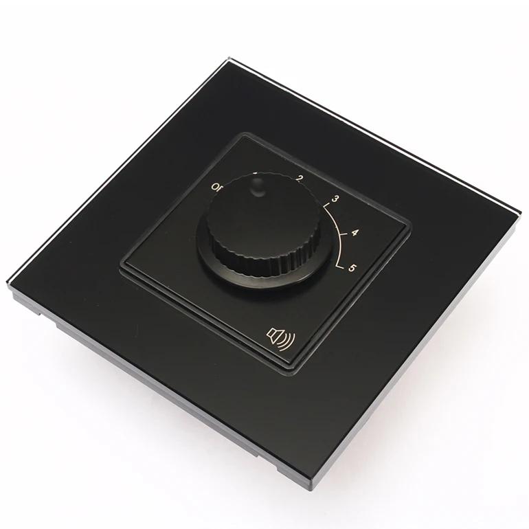 Black 95*95MM size Tempered Glass 5 level resistance fixed volume control switch