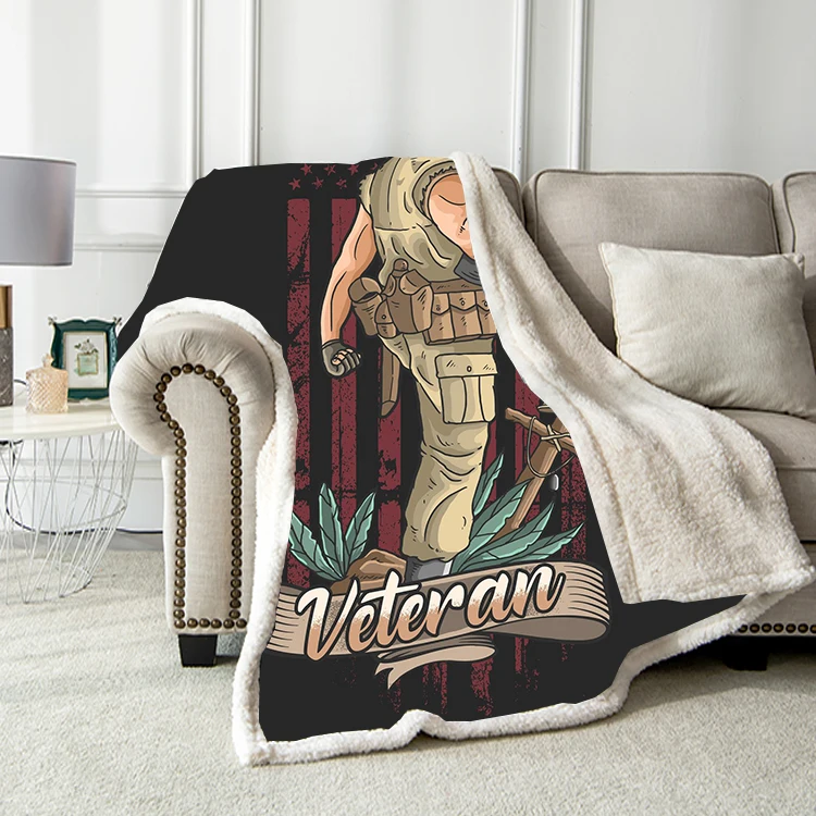 Personalized American Flags Blanket 100% Polyester Personalized Super Soft Sherpa Throw Blanket