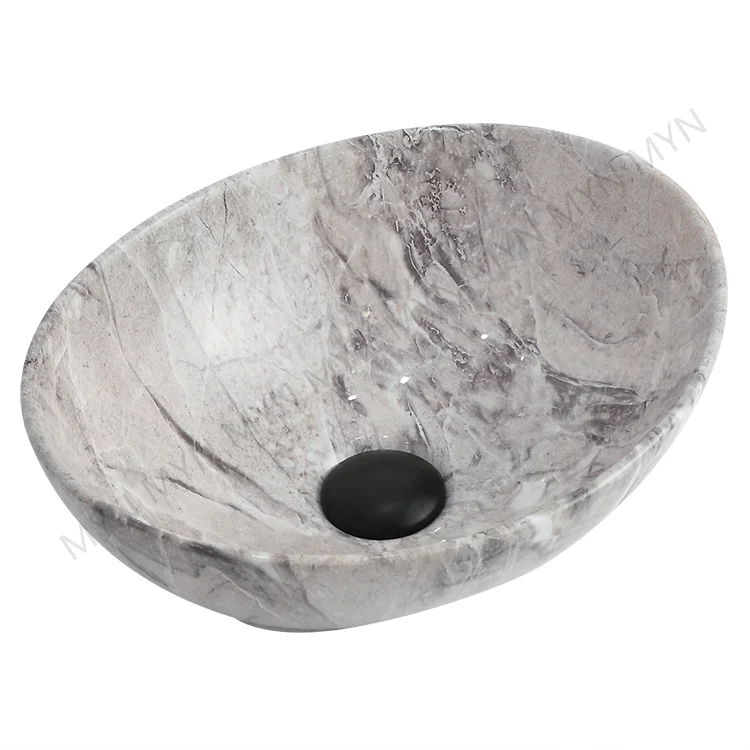 Hot Sale OEM/ODM Porcelain Bathroom Small Size countertop black Marble washbasin Color Sink
