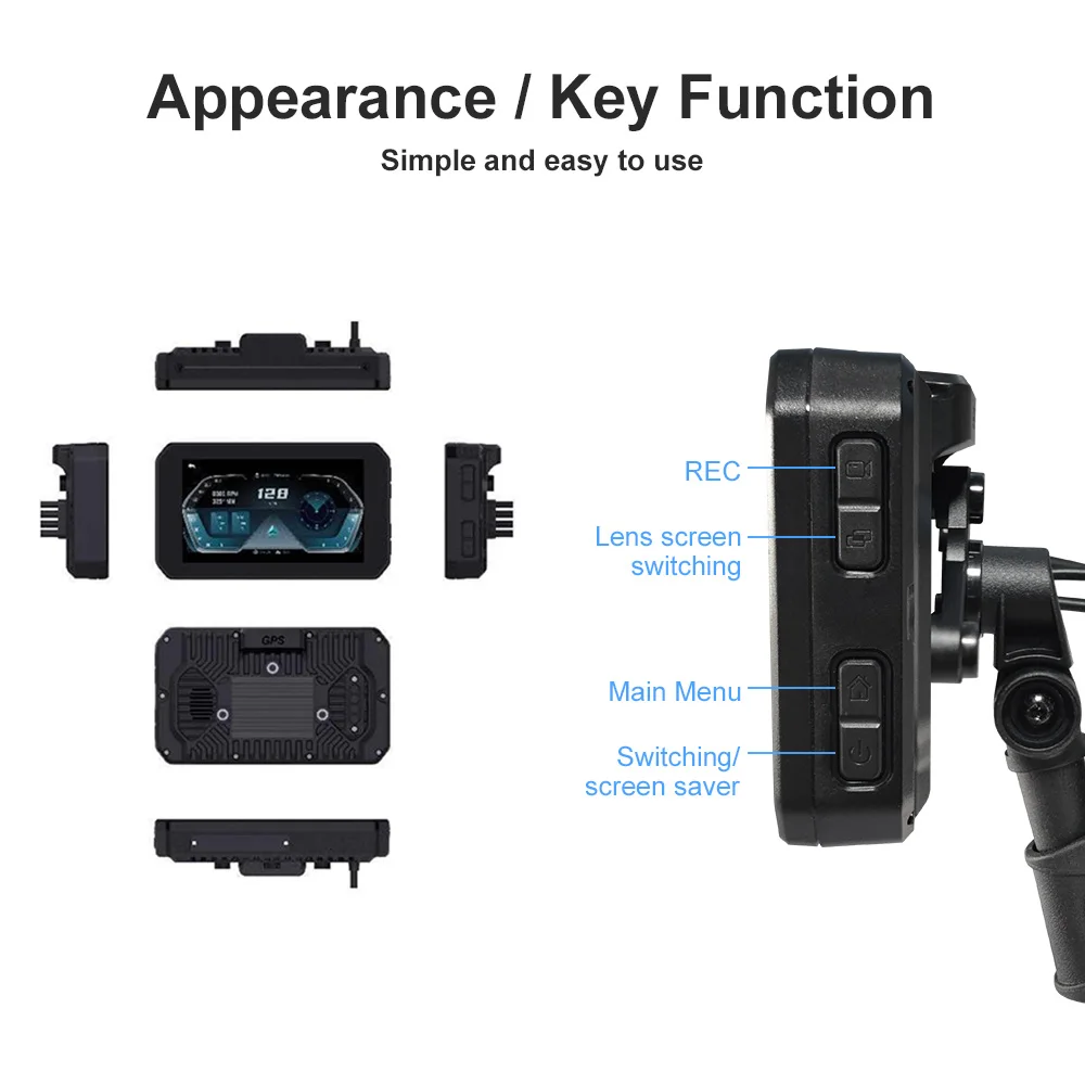 SUNWAYI портативный мотоцикл TPMS давление в шинах DVR Двойная камера 1080P сенсорный экран BT GPS беспроводной