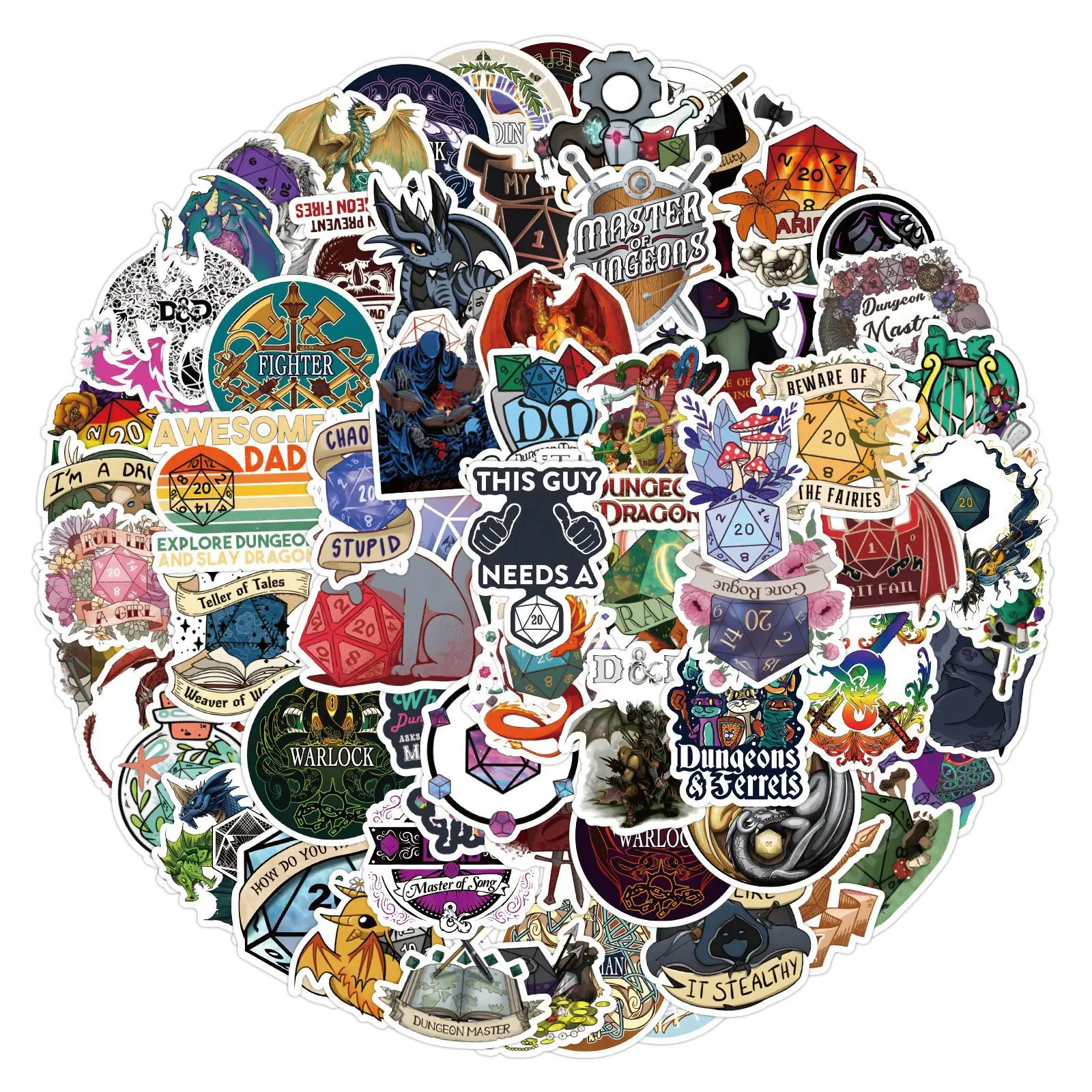WOWEI 100pcs Dungeons and Dragons Stickers Aeshteic Anime Stickers for Teens Laptops Vinyl Waterproof Decals