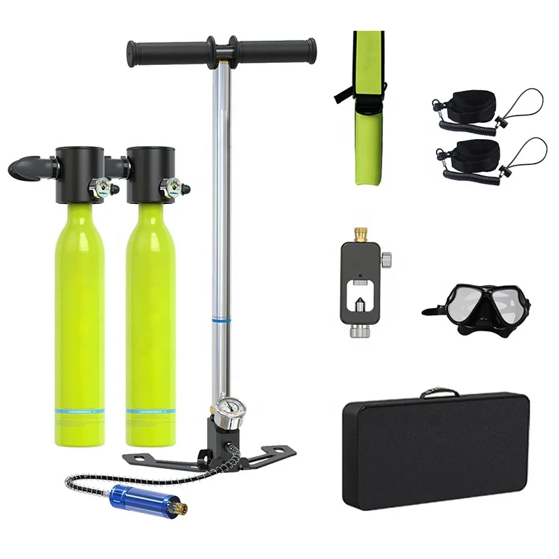 Inflatable Diving Cylinder 10-15 Minutes Portable 2* 0.5L Mini Scuba Diving Air Tank Reusable Oxygen Tank Diving With Mask