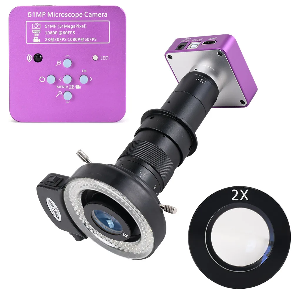 Цифровой микроскоп 51MP 1080P FHD 180X C-Mount Lens HDMI USB промышленный электронный микроскоп камера для ремонта телефонов и пайки
