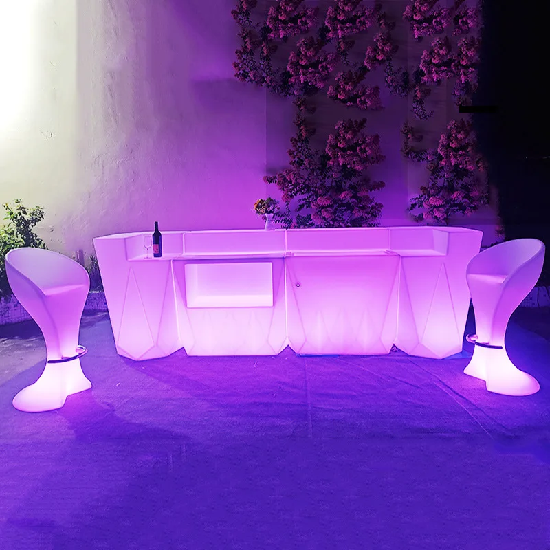 Wholesale LED Plastic Portable Bar Counter Furniture/Straight Led Mobile Bar Portable Led Light Modern Bar Counter Waterproof