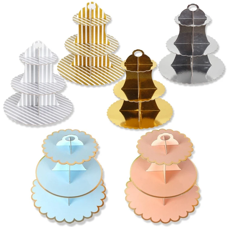 Custom 3 Tier Cupcake Stand Paper Cake Decorations Wedding Birthday Holiday Party Dessert Table Supplies 3 Tier Cake Stand