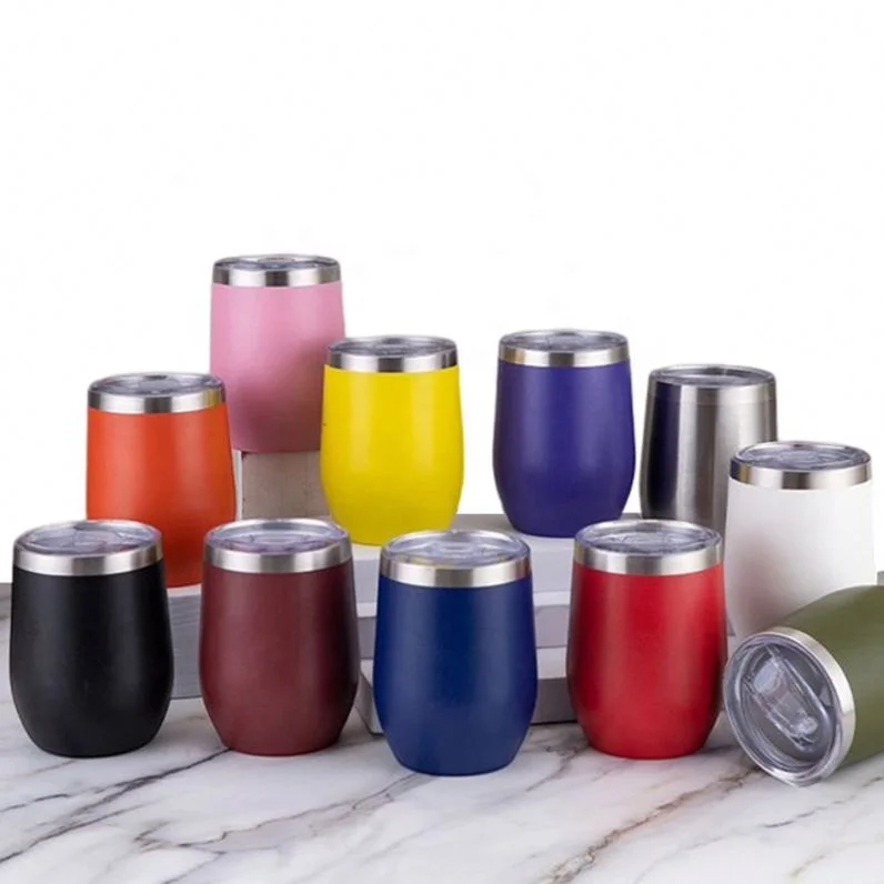 Factory Custom With Print Logo Wholesale 12OZ Double Wall Stainless Steel Travel Coffee Mug Tumbler Cup Wine Mug Thermos