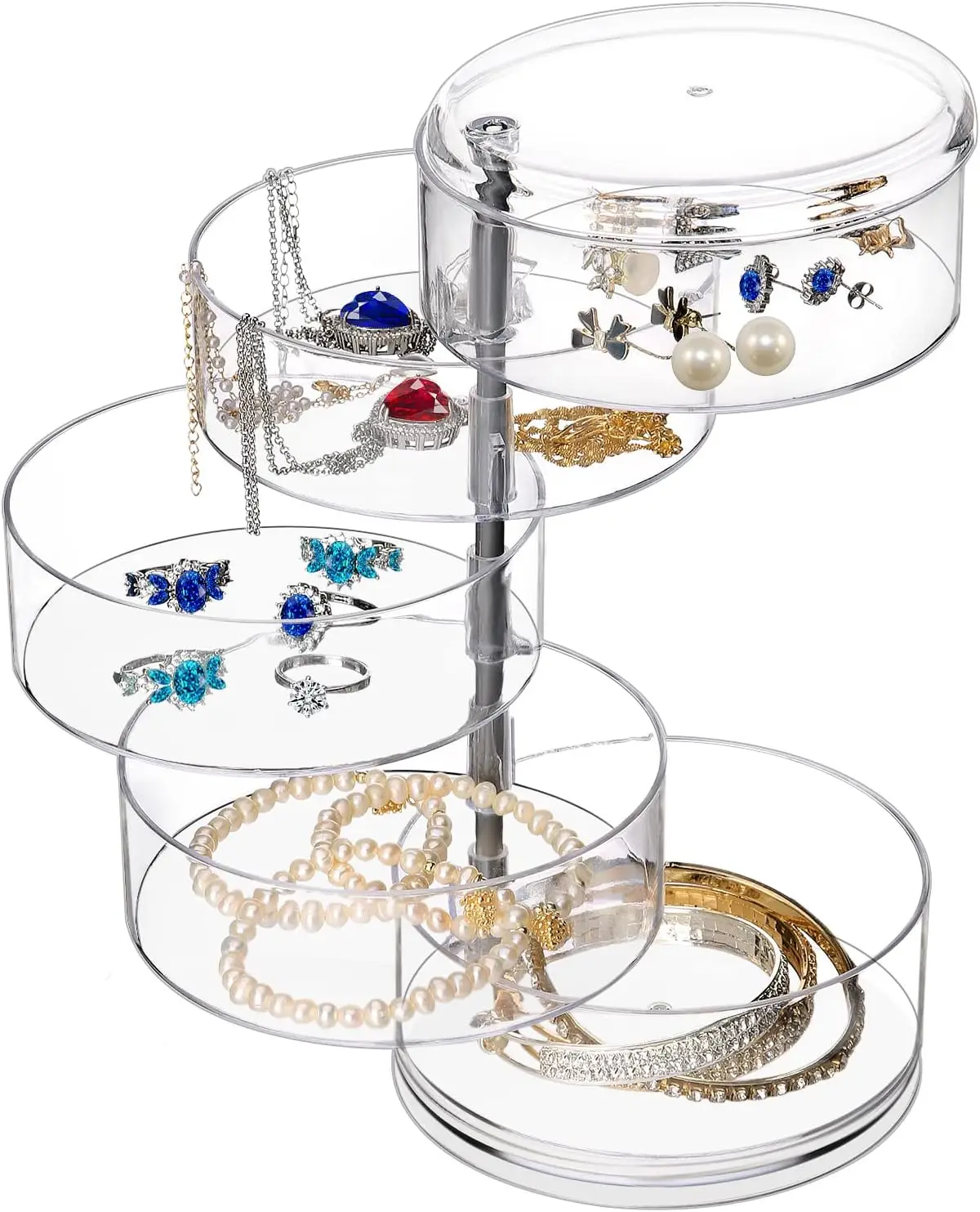 Light Luxury High-End Plastic Storage Box Multi-Layer Rotating Cosmetics Jewelry Container Dust-Proof Transparent Jewelry