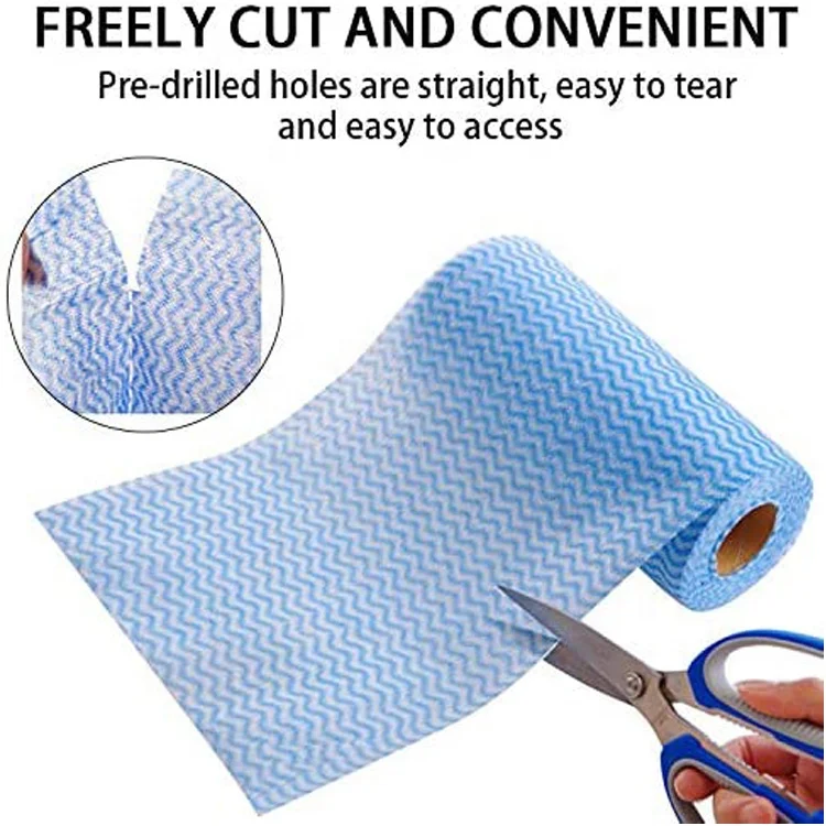 50pcs/ Roll Non-Woven Fabric Washing Cleaning Cloth Towels Kitchen Towel Disposable Striped Practical Rags