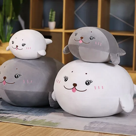 High quality Custom fat white Grey seals plush toy stuffed seal animal toy pillow soft plush seal pillow