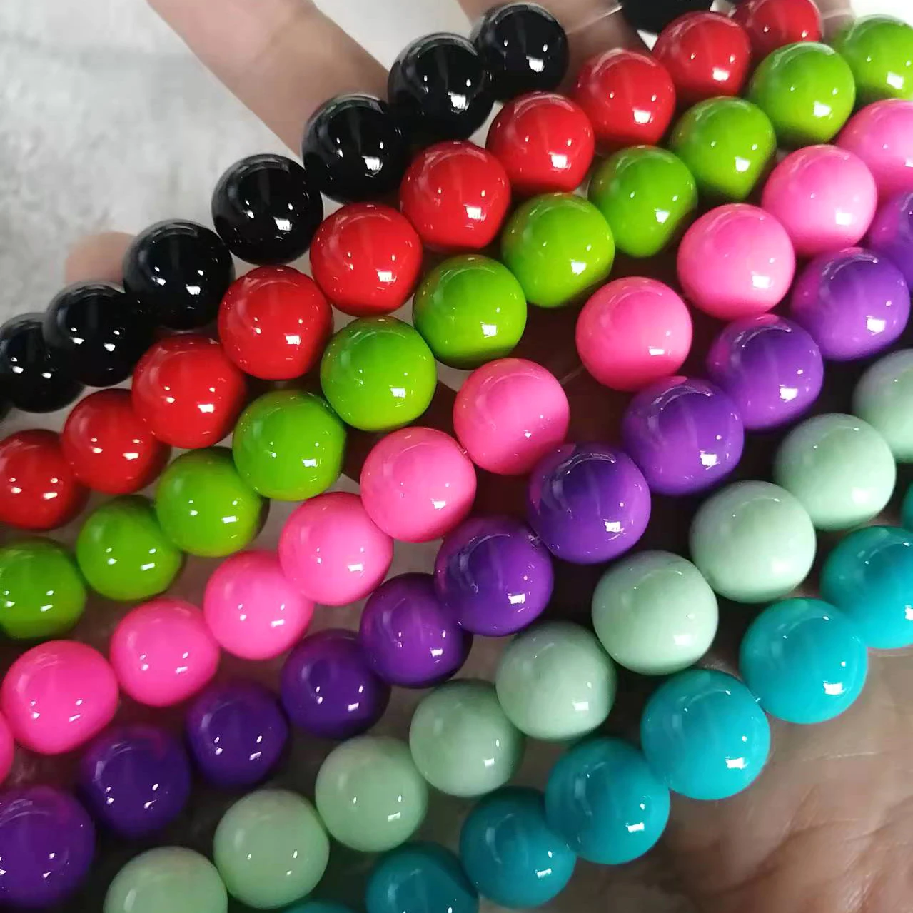 Wholesale 12mm Solid Color Crystal Glass Beads 48 Stock Mixed Colors Non-Trace Baking Varnished Loose Beads for Jewelry