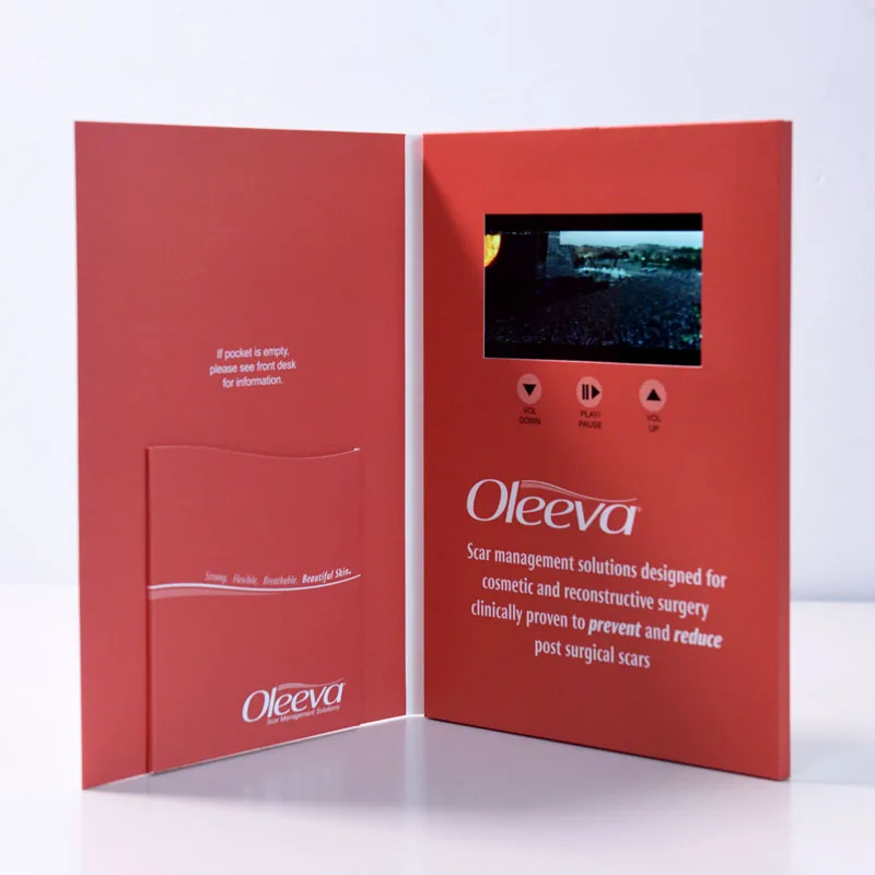Best seller 4.3 inch LCD tft panel mini video greeting card handmade paper craft business gift video brochure