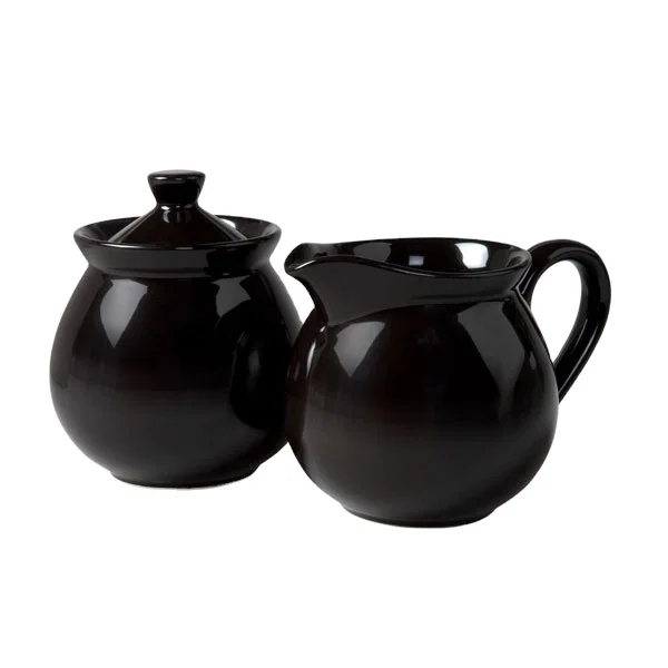 Black White Custom Kitchen Set Creamer and Sugar Pots