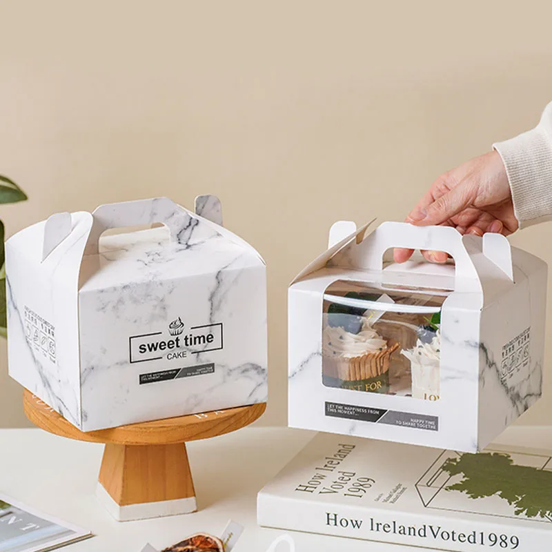 Custom 4 pack 6 pack cupcake box Bread tart packaging Cake box Dessert packaging with window