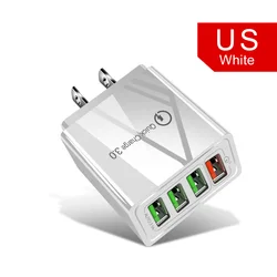 EU/US/UK Plug 3.1A 4 Port USB Wall Charger QC 3.0 Travel Charger Adapter