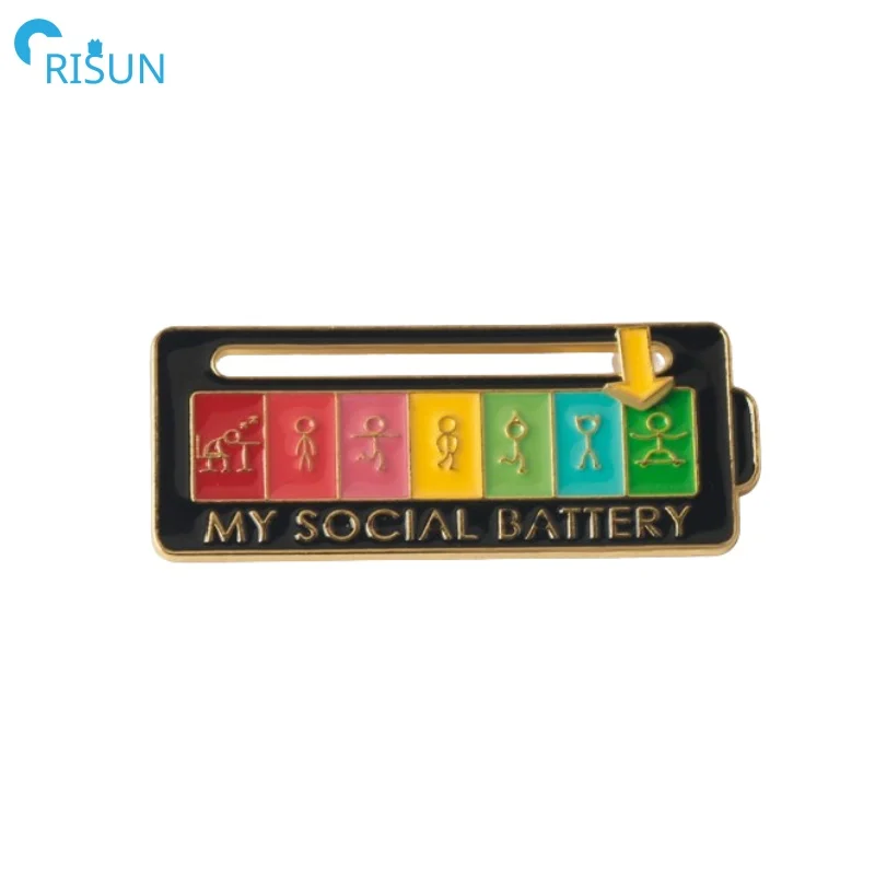 Social Power Energy Pins Movable Expression Mood Management Badge Rainbow Turntable Lapel Pins Brooch