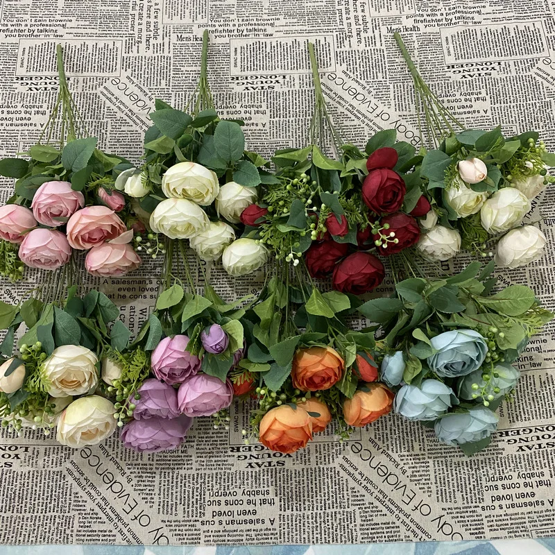 Spr Bridals Bouquet Wedding Reception Decoration Peony Artificial Single Flower Centerpieces Bouquet Silk Hydrangea Red Rose