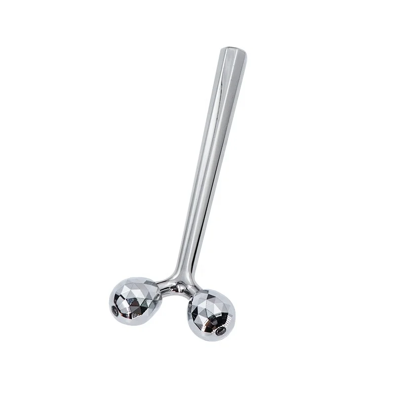 Metal Massager Tool Slimming Prismatic handle 3d Beauty Bar Y-Shape Twin Balls 3d Massage Face Roller