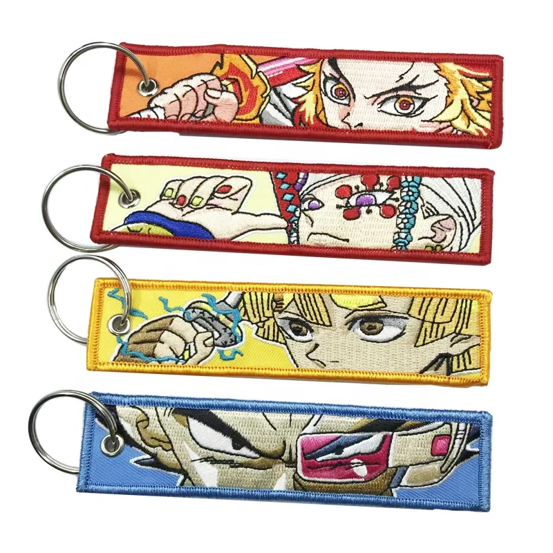 Promotional gift custom embroidered keychain key tag Aviation Jet tag Key ring carabiner woven sublimated key tag