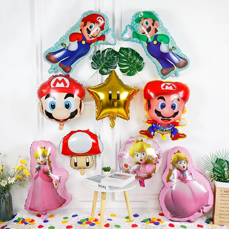 New Princess Peach Super Hero Mario Game Theme Balloon Birthday Party Decoration Supplies For Kids Toy Cartoon Foil Balloon