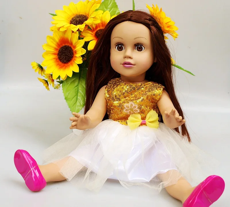 Customized 18 inch 45 cm America Doll Girls Reborn Baby Doll Thick Wig Hair Changing Clothes Role Play Gaming for Kids