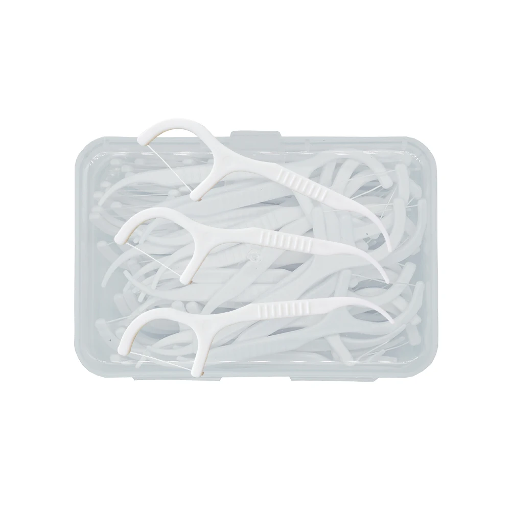 
Bulk dental floss pick 50pcs custom label eco-Friendly Reusable Vegan Plastic Floss Sticks 