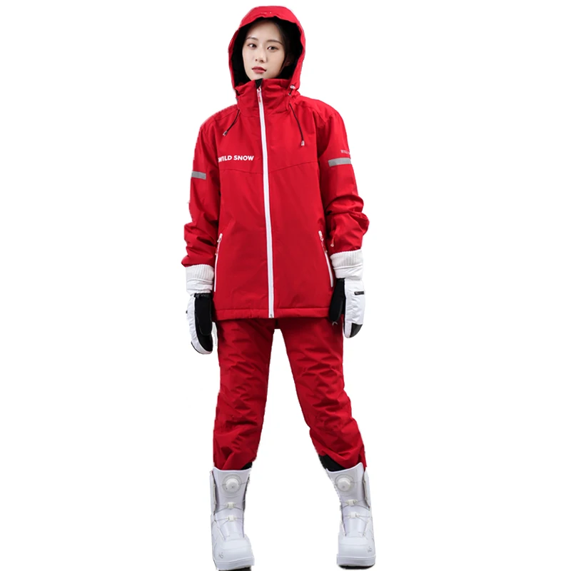 Hasiky New Arrival Red Color Water Proof Skiing Outfit Suit Sets