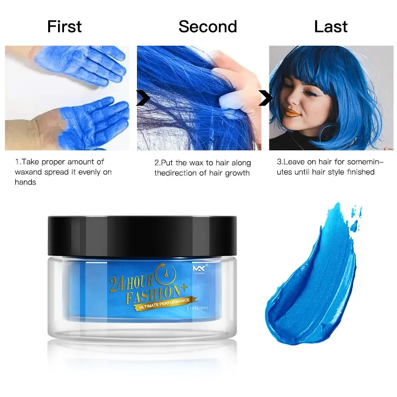 2023 Wholesale Custom Logo Colors Temporary Modeling Hair Wax DIY Mud Hair Dye Cream Washable Hair Color Wax For Daily & Party