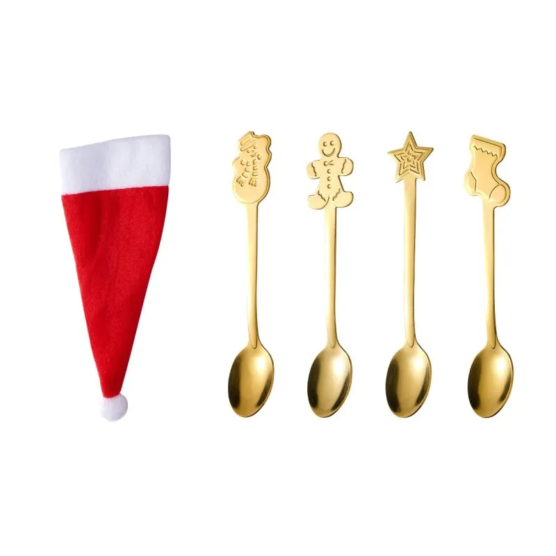 Luxury Stainless Steel Cutlery Set Christmas Gift Box with Spoon Fork Knife Matte Red Gold Plated Food Grade for Parties Travel