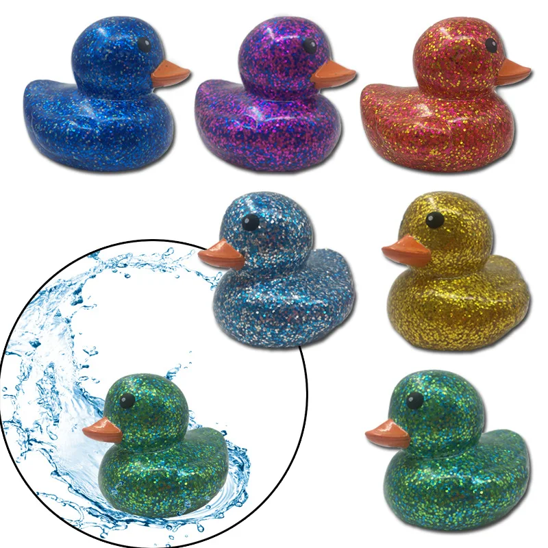 PVC Gold Dust Duck Toy Baby Bath Ducks Play Water Toys For Kids Sound Making Fidget Toys New Hot Sale Yiwu Factory Wholesale