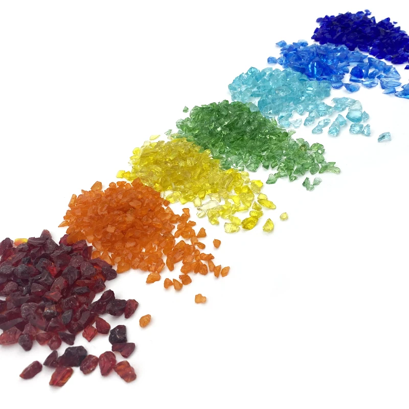 Natural colored glass stone glass rock factory supplier recycled crushed mirror glass chips