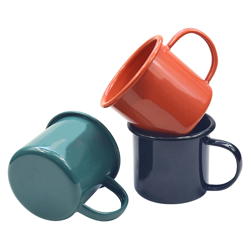 12oz High Quality Enamel Mug Impact-Resistant Coffee Mug  With Handle indoor & outdoor