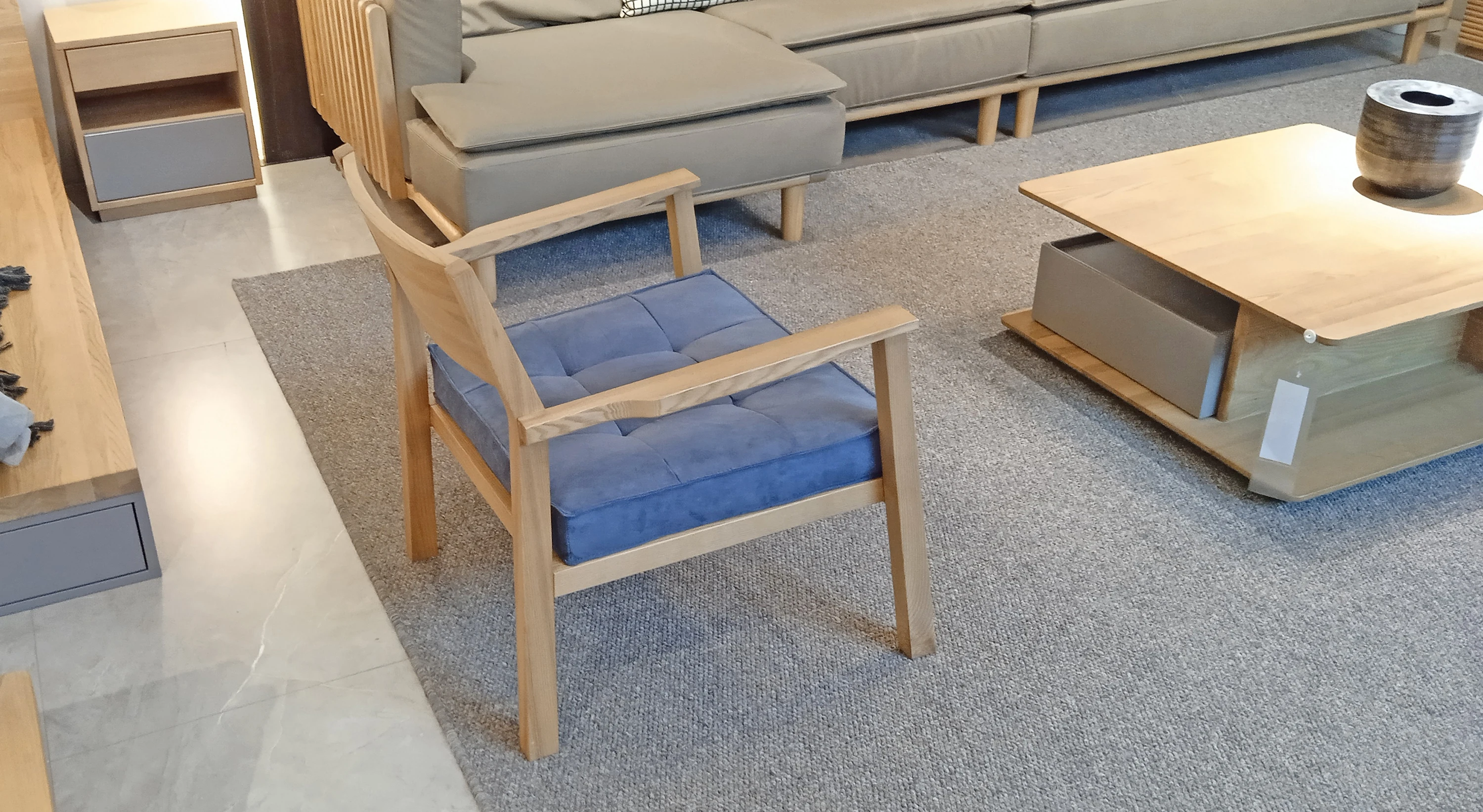 Wooden Chair Accent Armchair with Cushions Modern & Contemporary Lounge Chair for Patio Living Room Study Garden Outdoors