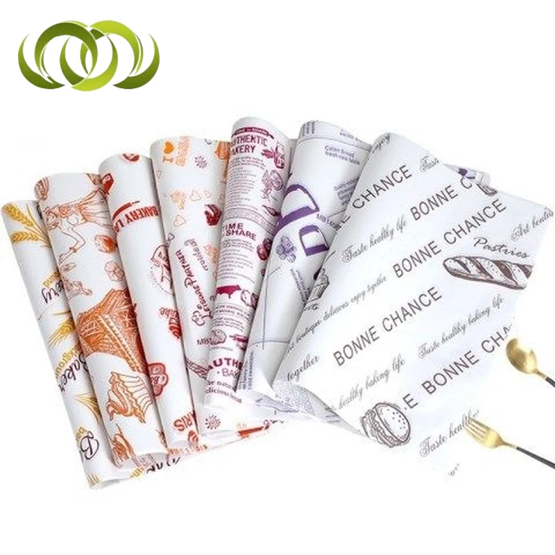 Custom Logo Grease Proof Paper Food Packaging French Fries Burger Cake Sandwich Wrapping Paper Baking Paper