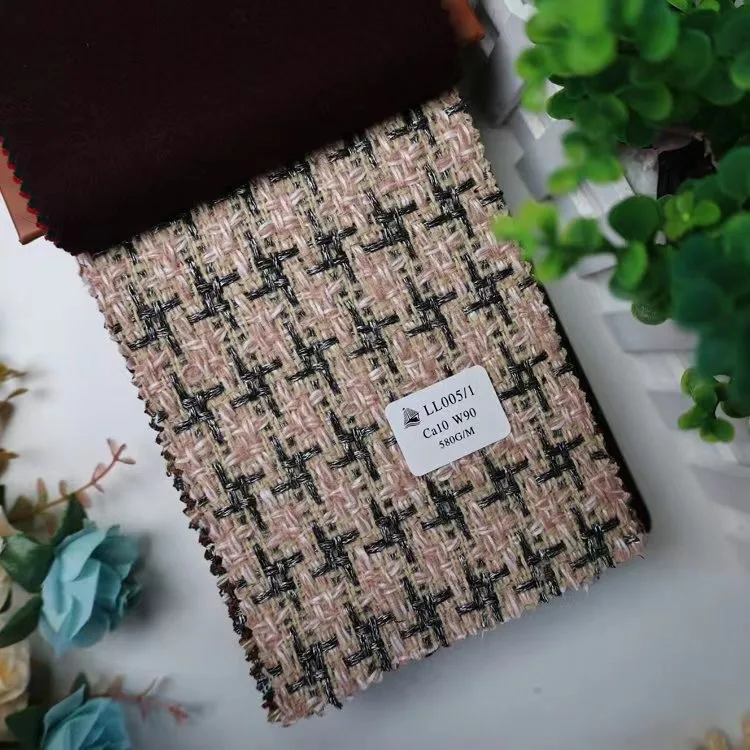 FLLL005 100% Merino wool suit fabric cashmere wool-spun Houndstooth fabric pure Merino suit wool fabric for women coat