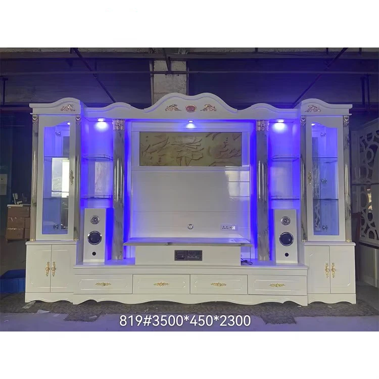 Contemporary White Wood Display Storage TV Stand Home Furniture Large Modern Luxury Wooden Wall Unit Living Room TV Cabinet