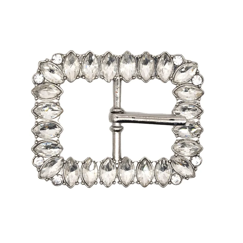 wholesale high quality fashion square buckle clasp belt accessories rhinestone belt buckles with pins