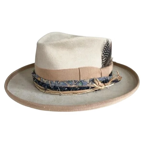 Pure Wool Felt Fedora Hat Open Road Vintage Rancher Hat Airway Vented Panama Hats for Men Women