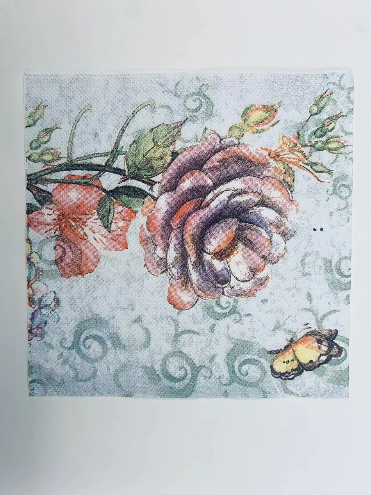 20Pcs/Pack Rose Floral Table Decoupage Paper Napkins Flower Napkin Paper Tissue for Wedding Party Supplies Wholesale