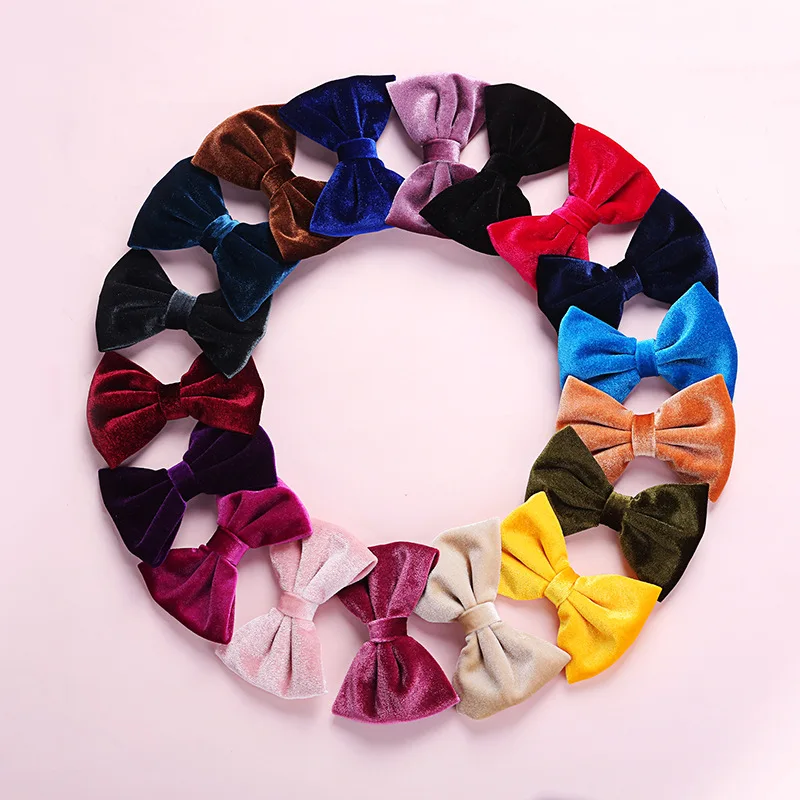 Baby girls fancy velvet hair bows girl hair bows accessories wholesale velvet hair bows
