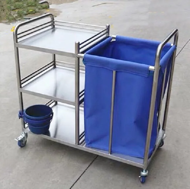 Steel bio medical waste bin with trolley for hospital cleanliness