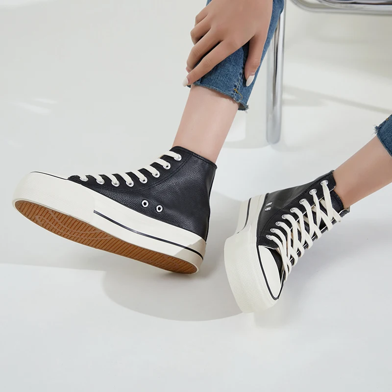 XRH Wholesale 4.1CM Women Custom Logo White Platform Sneakers Walking Style Tennis Woman Canvas Platform Shoes For Men