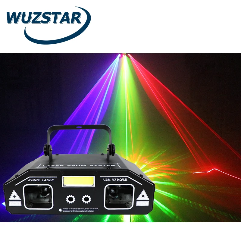  Лазерные стробоскопические огни WUZSTAR 3 в 1 проектор для диджея вечеринки голосовое управление шоу KTV бар сценический лазерный эффект освещение