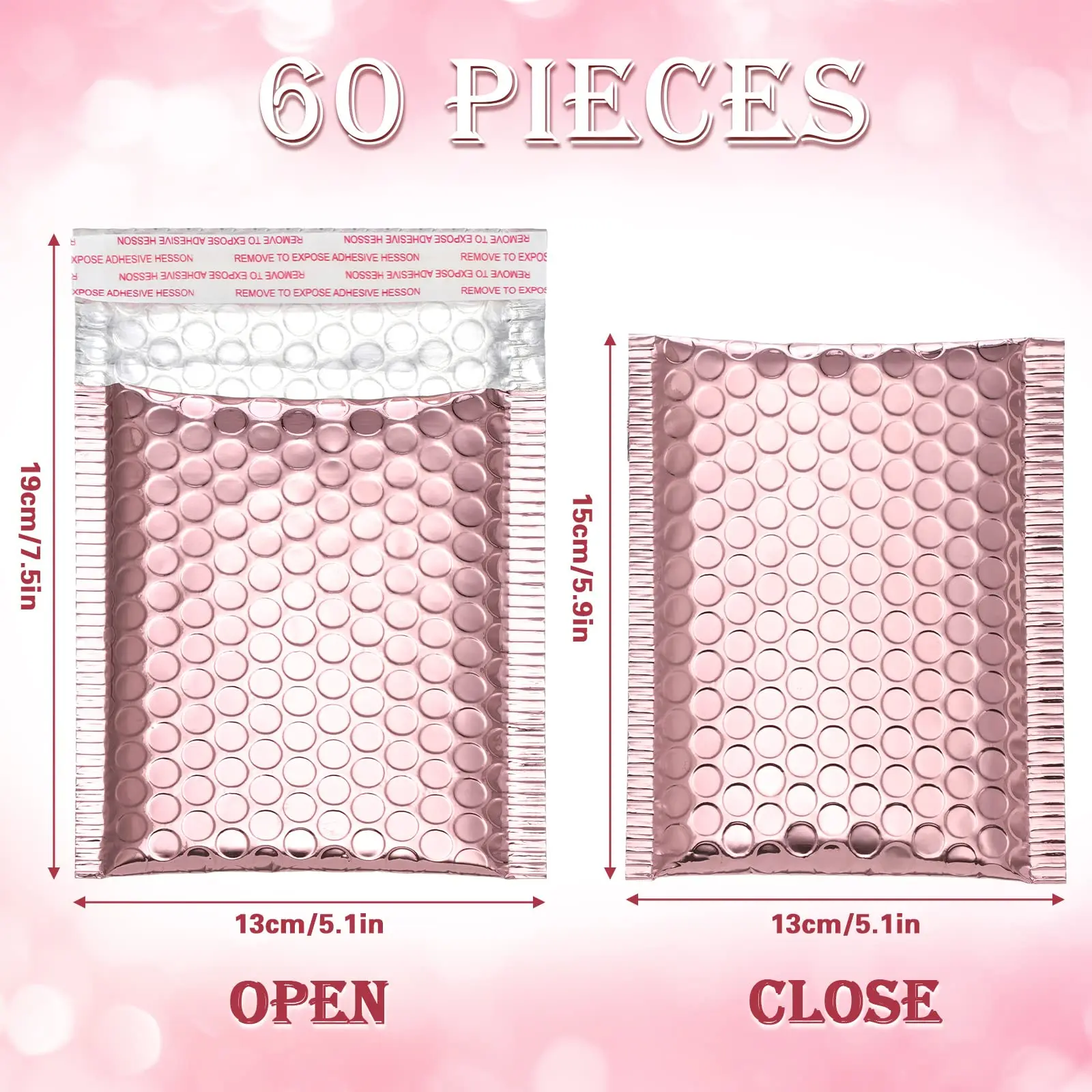 Custom Logo Rose Gold Metallic Mailer Shipping Envelope Padded Postal Satchels Bubble Poly Packaging Mailing Bag