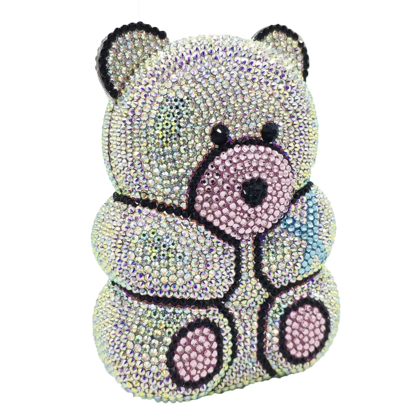 High Quality Expensive Ladies Party Crystal Bear Clutch Bags Shining Evening Bags Women Bling Animal Purses Rhinestone