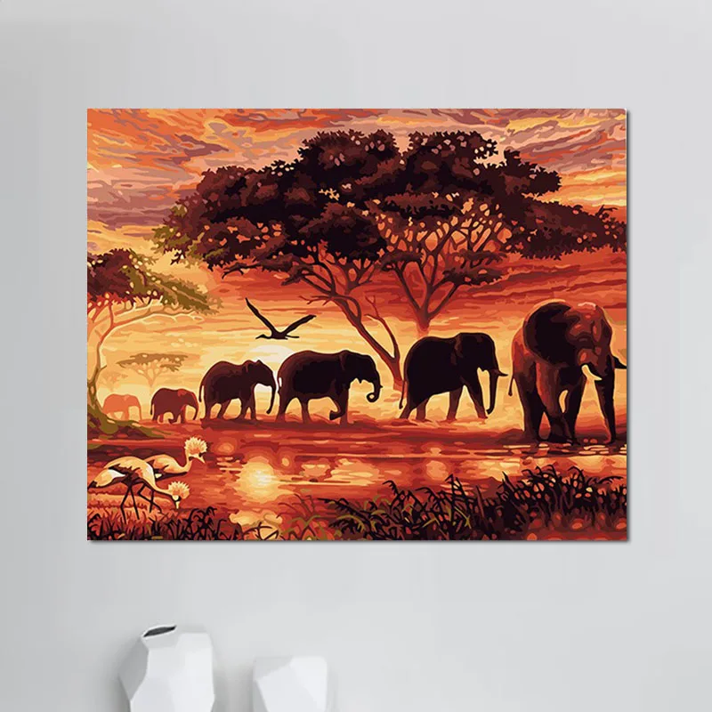 Индивидуальный дизайн Diy живопись слон краска по номерам набор ручной работы масляная живопись на холсте