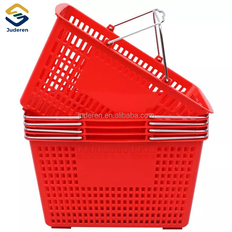 Прочная продуктовая цветная корзина для покупок мягкая пластиковая из полипропилена с металлической
